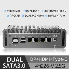 J6412/J6413 SOFT ROUTER I226/2.5G NIC DUAL MEMORY SLOT MINI-HOST /IKUAI/NAS/PVE/ESXI ENERGY-SAVING COMPUTER FANLESS MINIPC