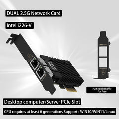 【Not Sold Separately】SINGLE 2.5G DUAL 2.5G NETWORD CARD FOR DESKTOP COMPUTER OR SERVER PCIE SLOT SUPPORT WINDOWS AND LINUX