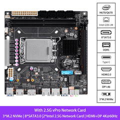 H670/Q670 8-BAY NAS MOTHERBOARD SUPPORT INTEL 12/13/14TH CPU |3X M.2 NVME|8X SATA3.0|2X INTEL 2.5G NETWORK PORT|HDMI+DP 4K@60HZ VPRO ENTERPRISE-CLASS COMMERCIAL NAS BOARD