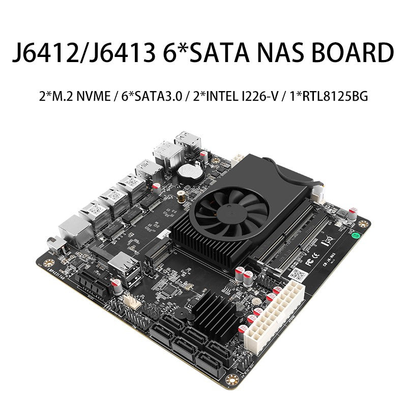 J6412&J6413 NAS Borad SIX SATA3.0 DUAL M.2 NVME 2*INTEL I226 2.5G 1*RTL8125BG ITX Board